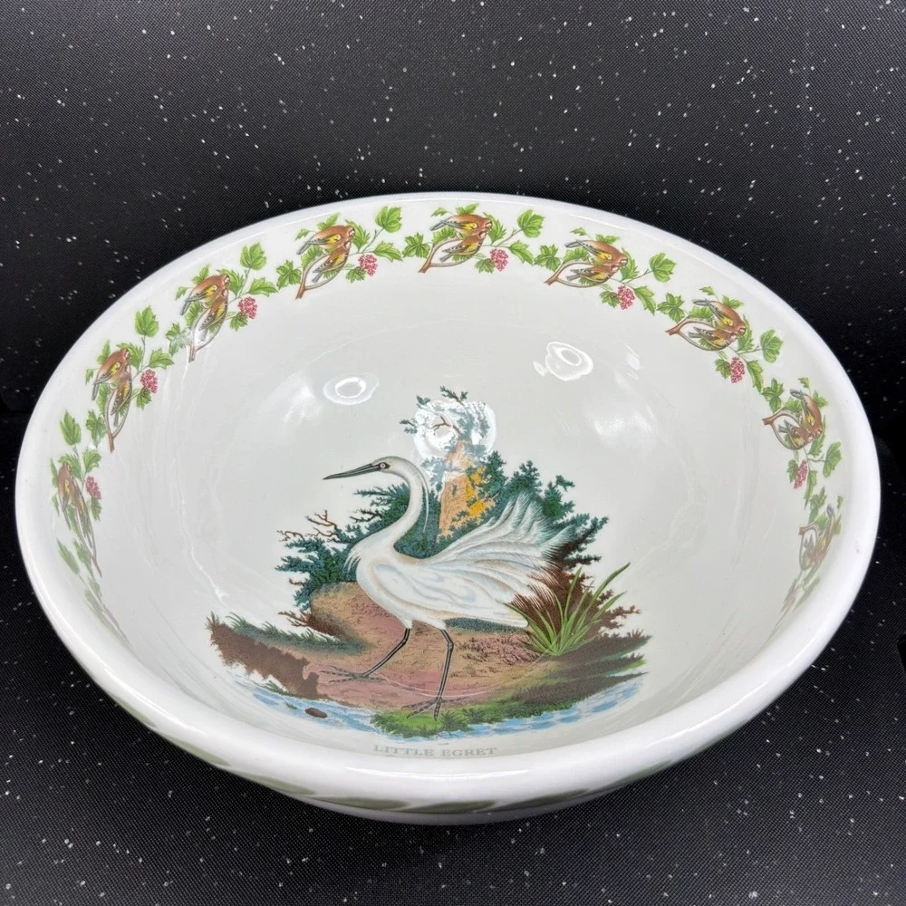 Portmeirion Birds of Britain Little Egret Large 11 inch Serving Mixing Bowl 1978